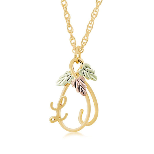 10K yellow gold hanging vine featuring leaves initial letter l pendant by Mt. Rushmore Black Hills Gold