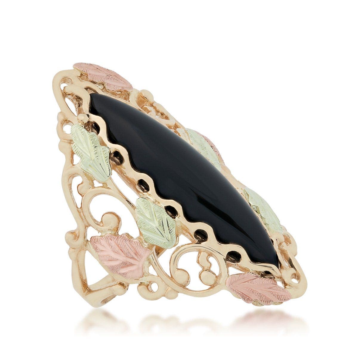 10K yellow gold marquise onyx filigree ring by Mt. Rushmore Black Hills Gold