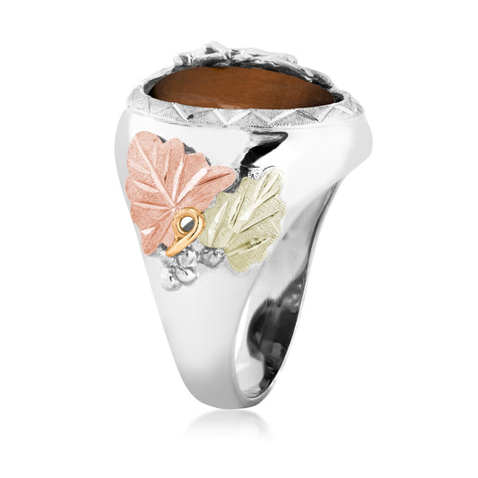 Sterling silver men's oval tiger's eye elk ring by Landstrom's Black Hills Gold