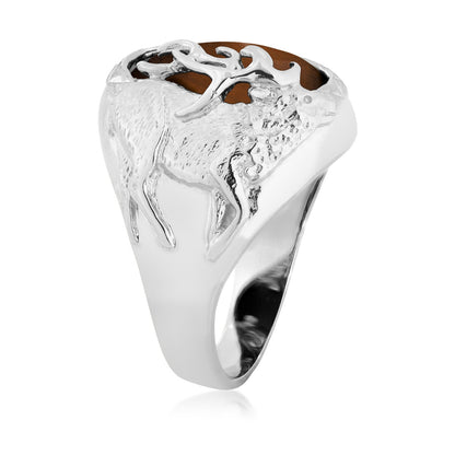 Sterling silver men's oval tiger's eye elk ring by Landstrom's Black Hills Gold