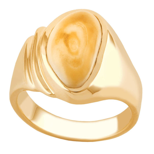 14K yellow gold women's elk ivory ring, Yellowstone design