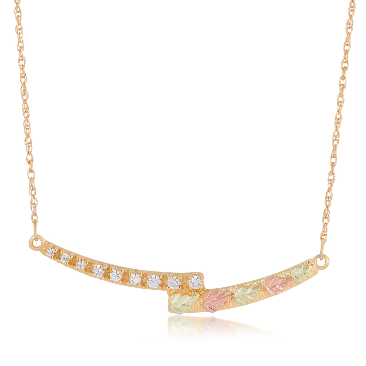 10K yellow gold cubic zirconia offset bar necklace by Landstrom's Black Hills Gold