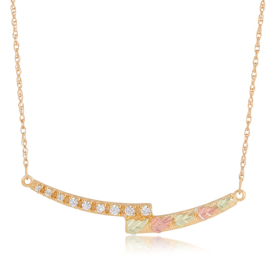 10K yellow gold cubic zirconia offset bar necklace by Landstrom's Black Hills Gold