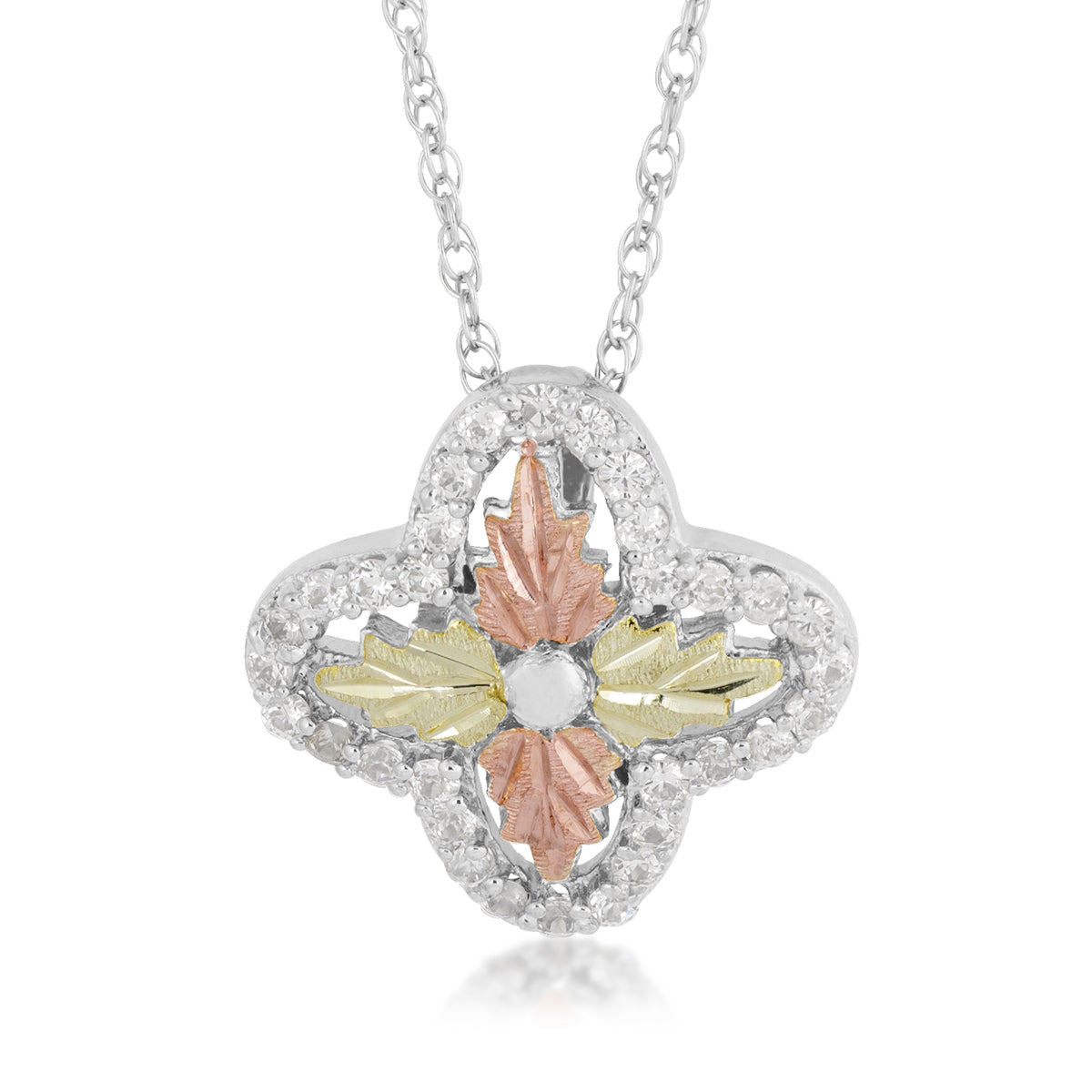 Sterling silver cubic zirconia quatrefoil pendant by Landstrom's Black Hills Gold