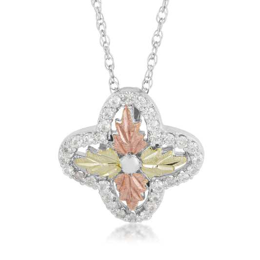 Sterling silver cubic zirconia quatrefoil pendant by Landstrom's Black Hills Gold