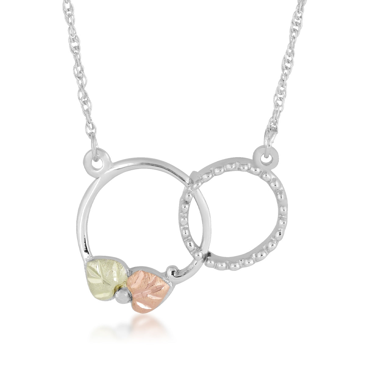 Sterling silver double circle leaf necklace by Landstrom's Black Hills Gold