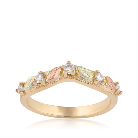 10K yellow gold 1/5 ct. tw. round 5-stone diamond contour wedding ring by Landstrom's Black Hills Gold