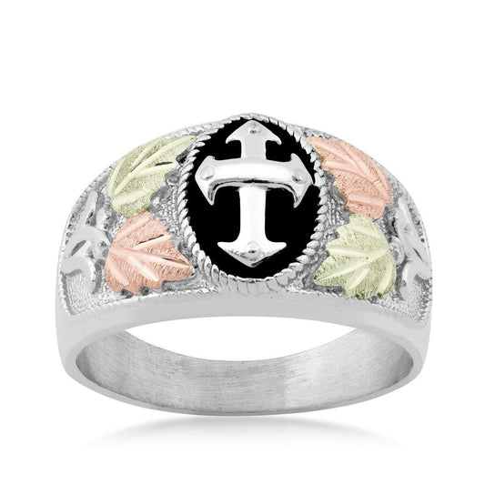 Sterling silver men's antiqued cross ring by Mt. Rushmore Black Hills Gold