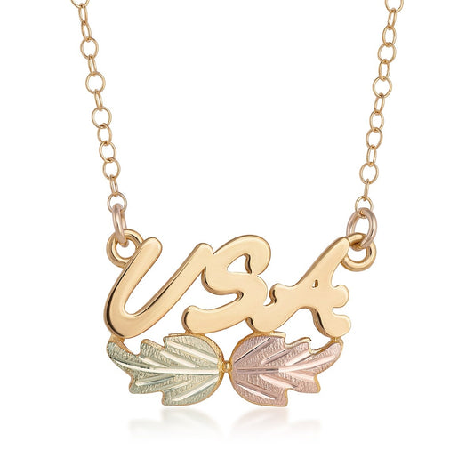Mt. Rushmore Black Hills Gold USA Necklace in 10K Yellow Gold
