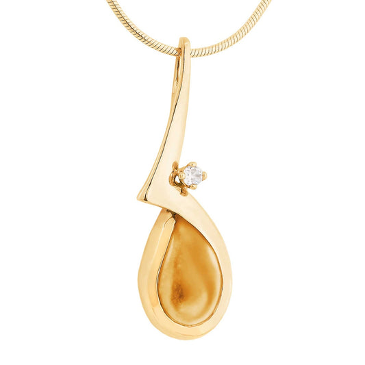 Women's elk ivory necklace featuring cz accent in 10K yellow gold with cz