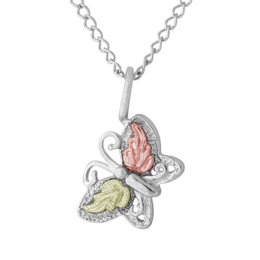 Sterling silver butterfly pendant and earring set by Mt. Rushmore Black Hills Gold