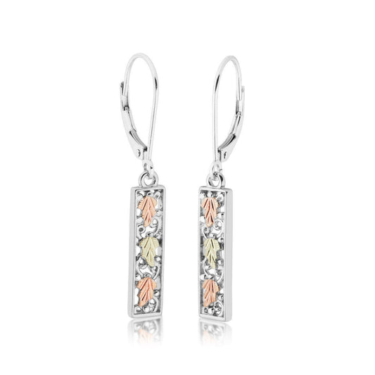 Sterling silver cut-out bar dangle earrings by Mt. Rushmore Black Hills Gold
