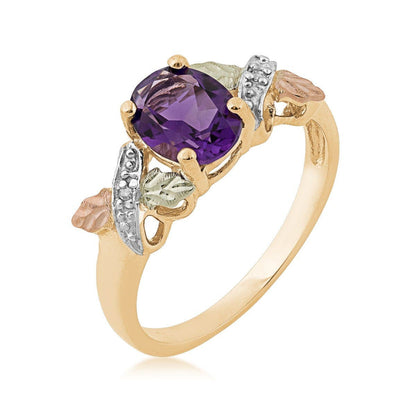 10K yellow gold oval amethyst and diamond accent ring by Mt. Rushmore Black Hills Gold