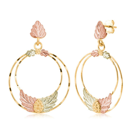 10K yellow gold large dangle double circle earrings by Mt. Rushmore Black Hills Gold