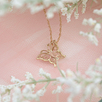 10K yellow gold open milgrain butterfly pendant by Mt. Rushmore Black Hills Gold