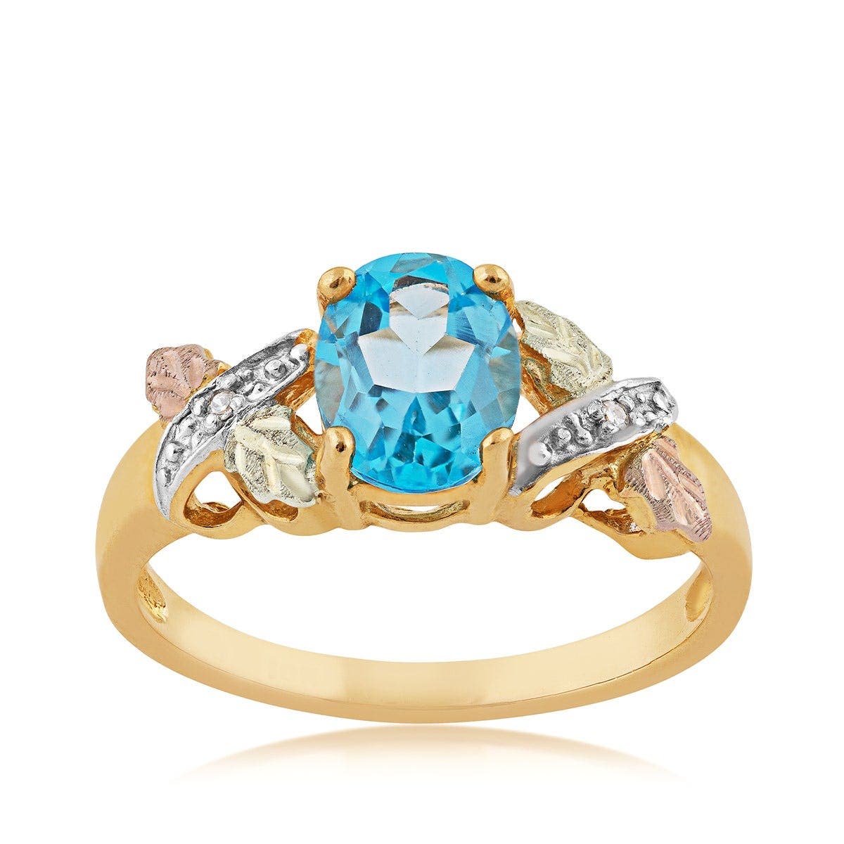 10K yellow gold oval blue topaz and diamond accent ring by Mt. Rushmore Black Hills Gold