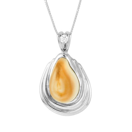 Sterling silver women's elk ivory 1/10 ct. tw. round diamond bale accented necklace