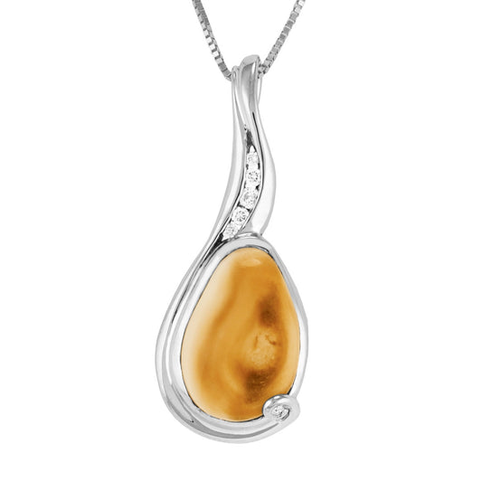 14K white gold women's elk ivory 1/10 ct. tw. round diamond necklace