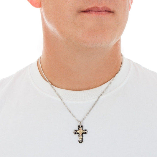 Sterling silver men's antiqued cross pendant by Mt. Rushmore Black Hills Gold