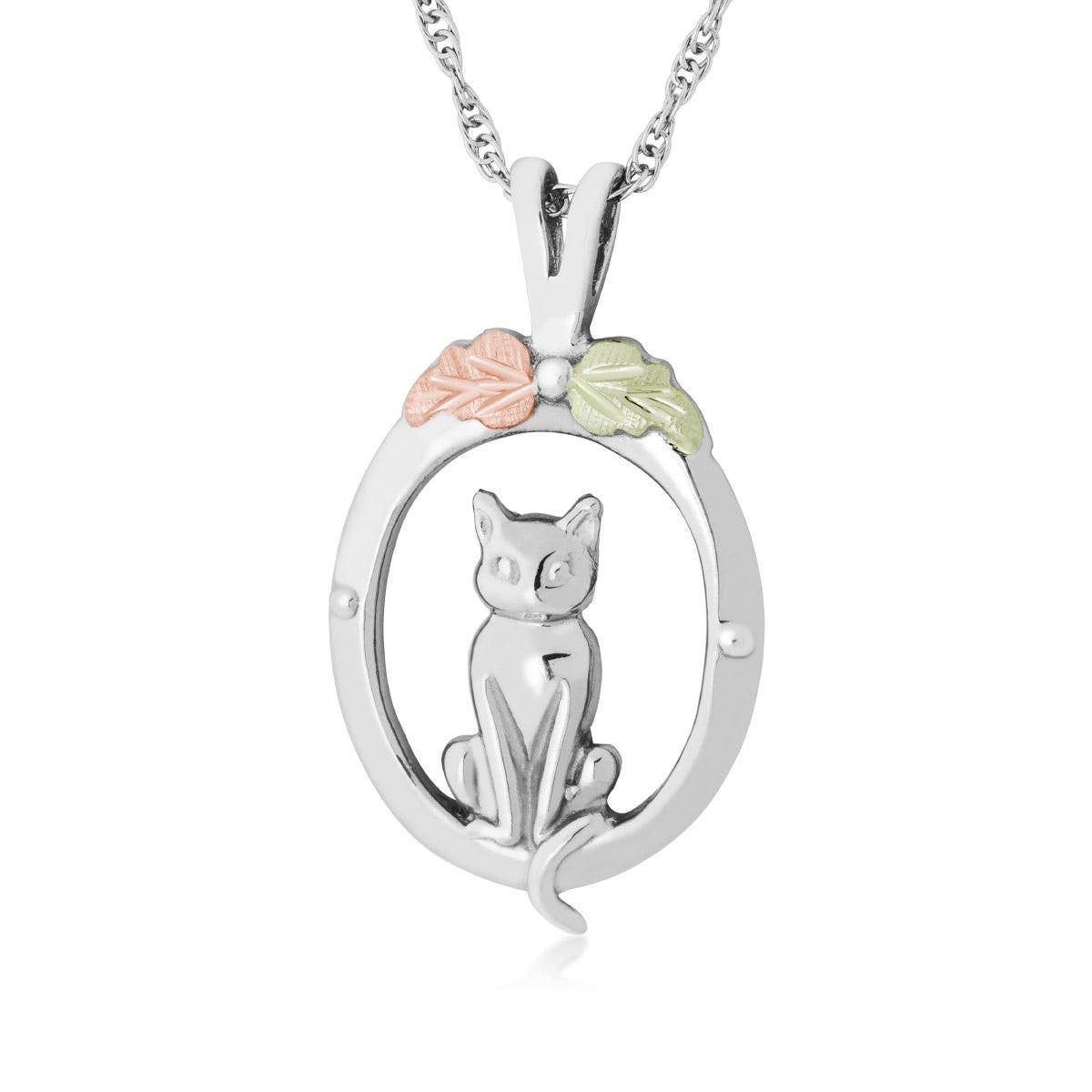 Sterling silver cat circle pendant by Mt. Rushmore Black Hills Gold