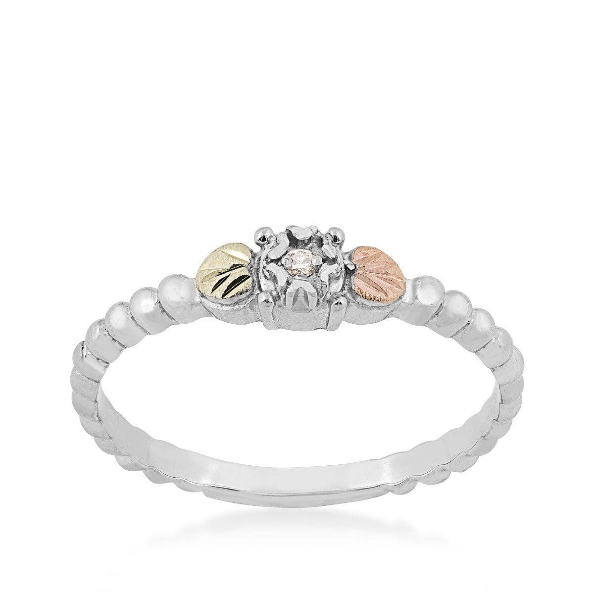 Sterling silver diamond accent bead promise ring by Mt. Rushmore Black Hills Gold