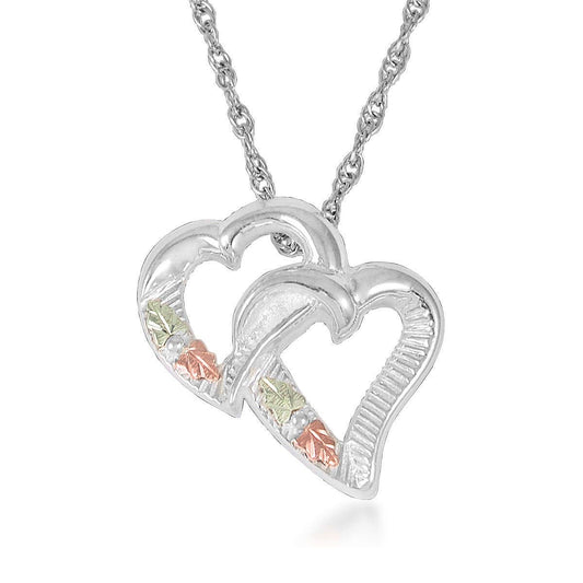 Sterling silver linked double heart pendant by Mt. Rushmore Black Hills Gold