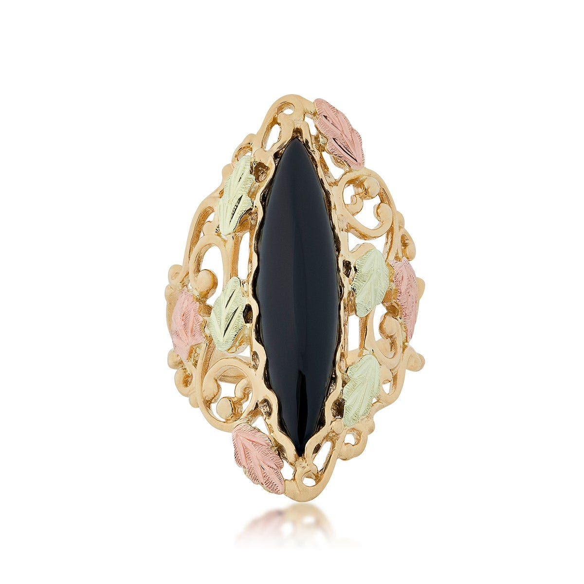 10K yellow gold marquise onyx filigree ring by Mt. Rushmore Black Hills Gold
