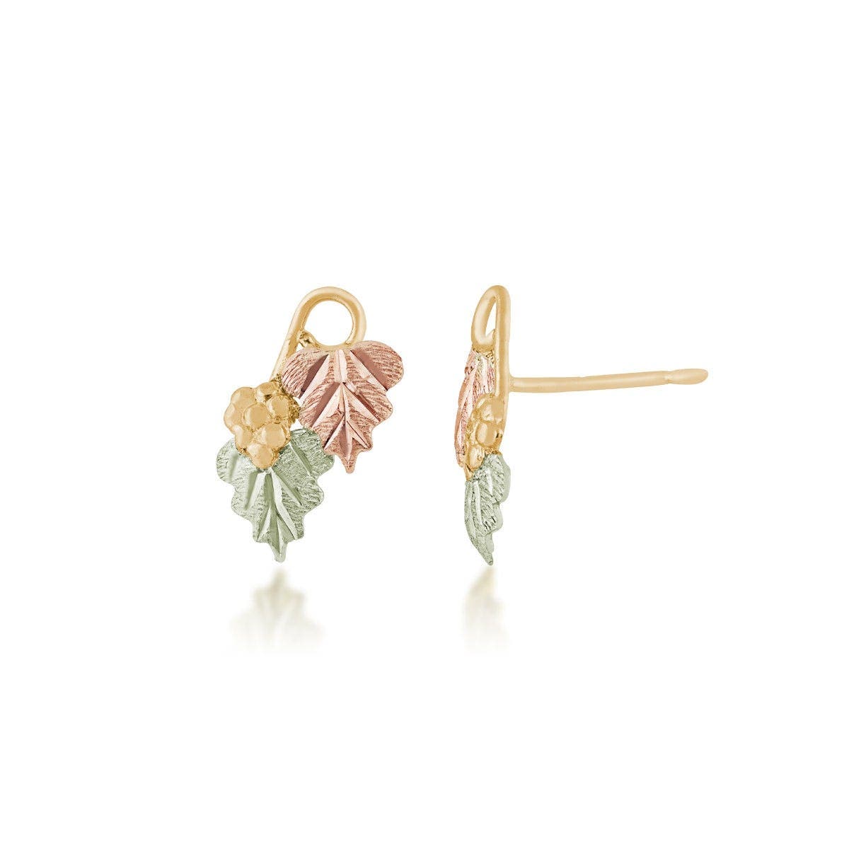 10K yellow gold double leaf and grape earrings by Mt. Rushmore Black Hills Gold