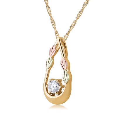 10K yellow gold noventa and Black Hills Gold 1/3 ct. tw. round diamond teardrop pendant