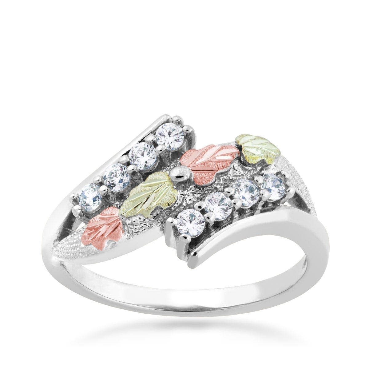 Sterling silver cubic zirconia bypass ring by Mt. Rushmore Black Hills Gold