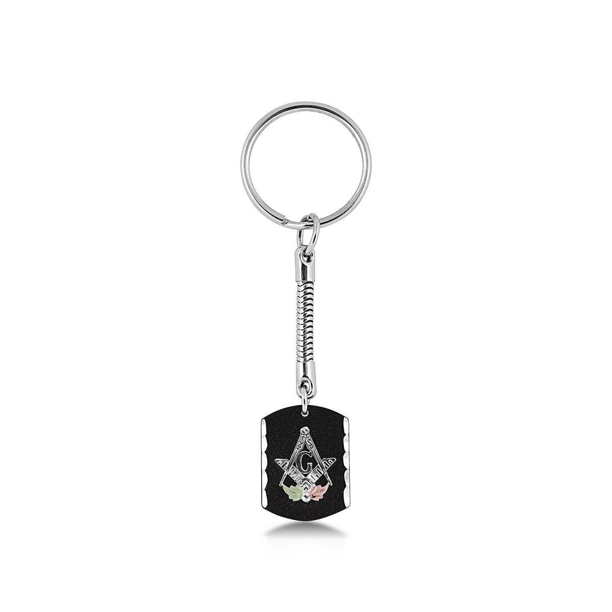 Sterling silver antiqued masonic key ring by Mt. Rushmore Black Hills Gold