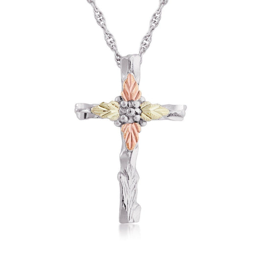 Sterling silver carved cross pendant by Mt. Rushmore Black Hills Gold