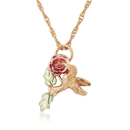 10K yellow gold hummingbird and rose pendant by Mt. Rushmore Black Hills Gold