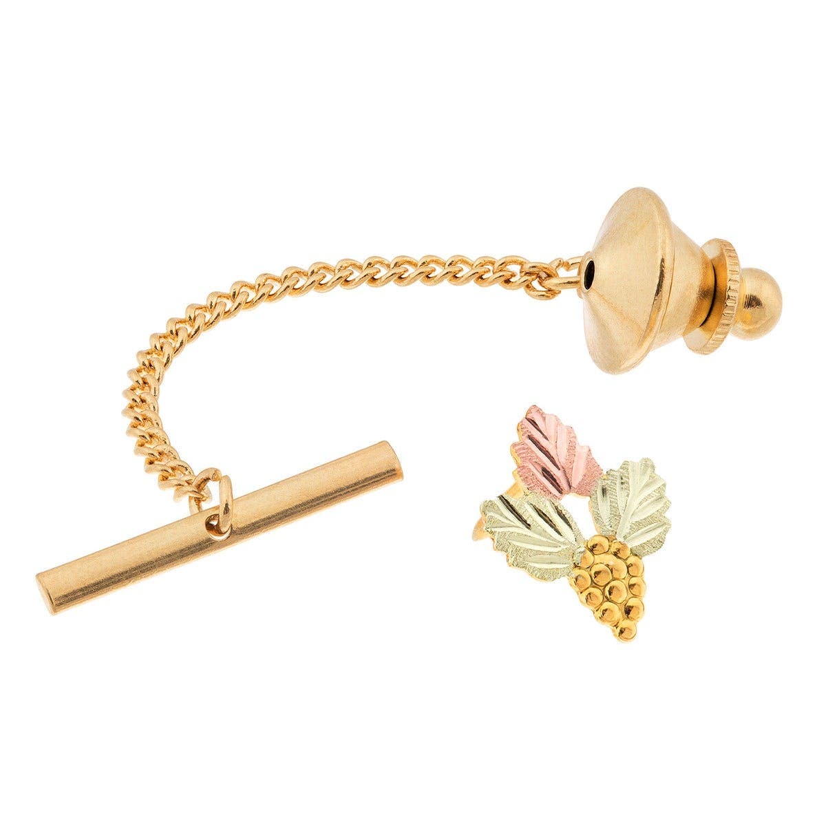 10K yellow gold men's grape cluster and leaf tie tack by Mt. Rushmore Black Hills Gold