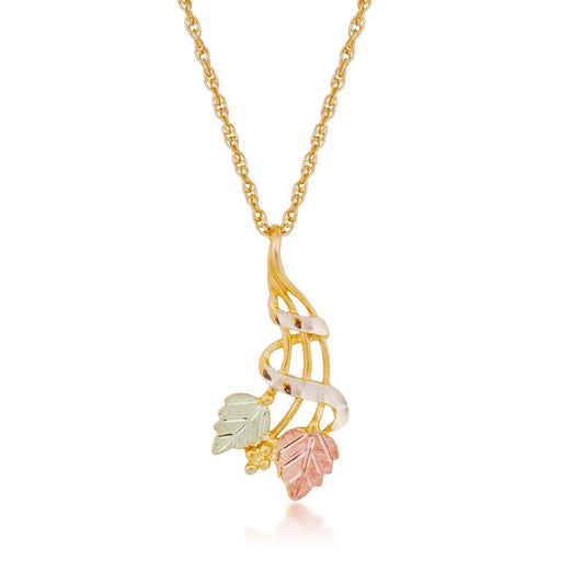 10K yellow gold diamond cut ribbon and hanging grapevine pendant by Mt. Rushmore Black Hills Gold