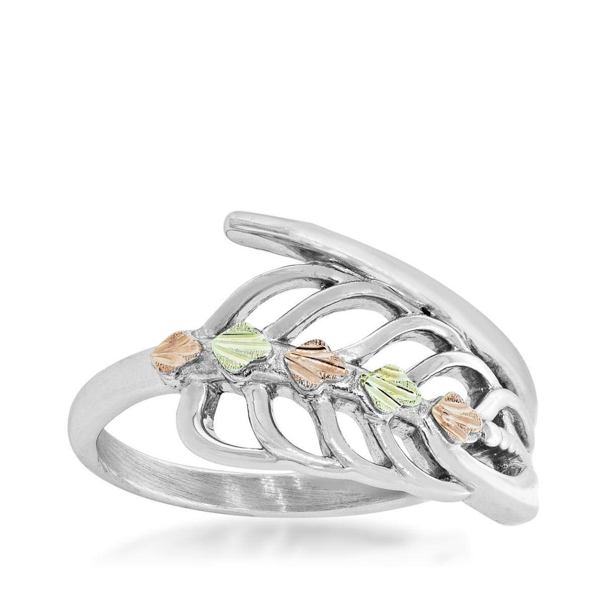Sterling silver open leaf bypass ring by Mt. Rushmore Black Hills Gold