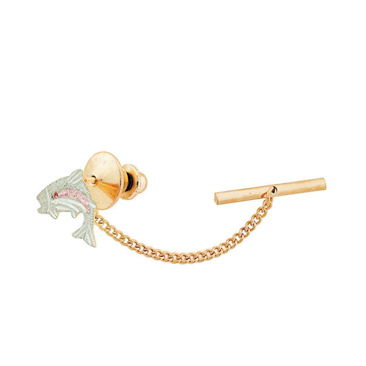 Men's rainbow trout tie tack in 12K green and pink gold by Mt. Rushmore Black Hills Gold