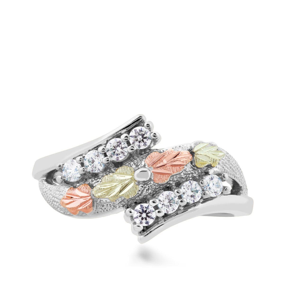 Sterling silver cubic zirconia bypass ring by Mt. Rushmore Black Hills Gold