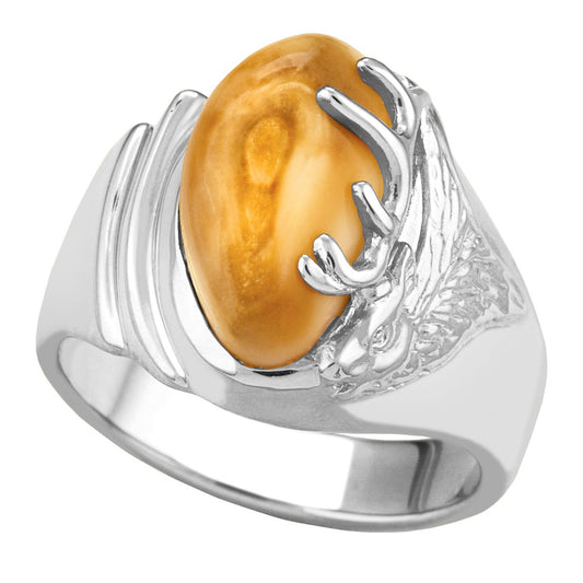 10K yellow gold women's elk ivory ring, Kootenai design