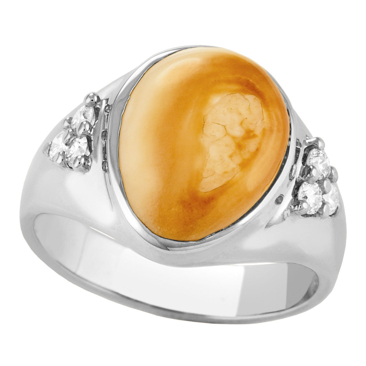 Sterling silver men's elk ivory ring, Flathead design