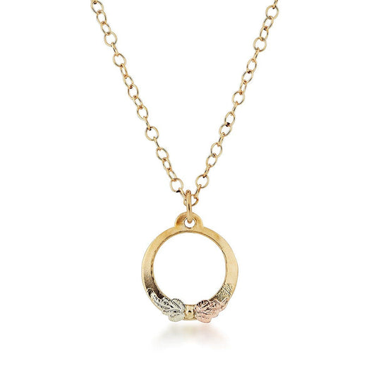 10K yellow gold double leaf circle pendant by Mt. Rushmore Black Hills Gold