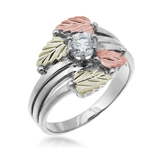 10K white gold noventa and Black Hills Gold 1/3 ct. tw. round diamond solitaire engagement ring