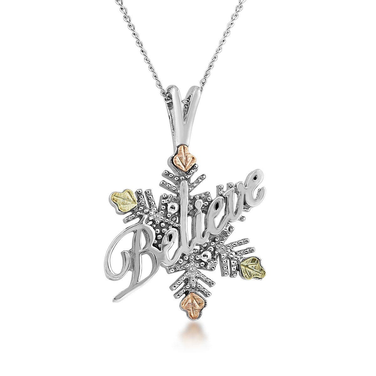 Sterling silver believe snowflake pendant by Mt. Rushmore Black Hills Gold