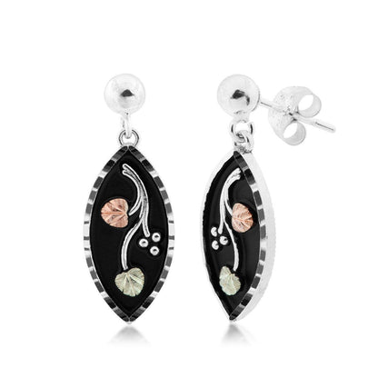Sterling silver antiqued marquise dangle earrings by Mt. Rushmore Black Hills Gold