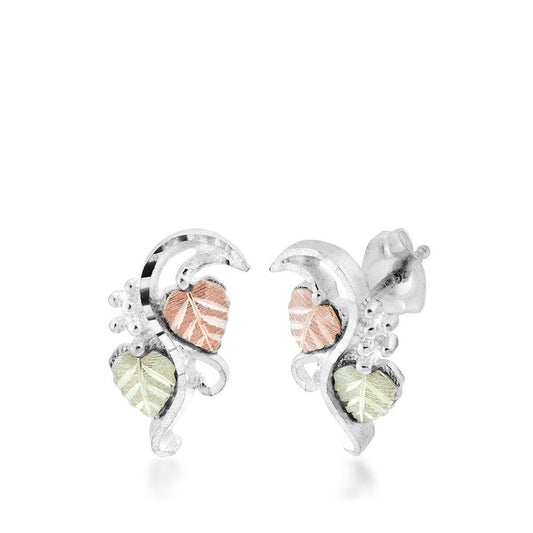 Sterling silver diamond cut grapevine and leaf earrings by Mt. Rushmore Black Hills Gold