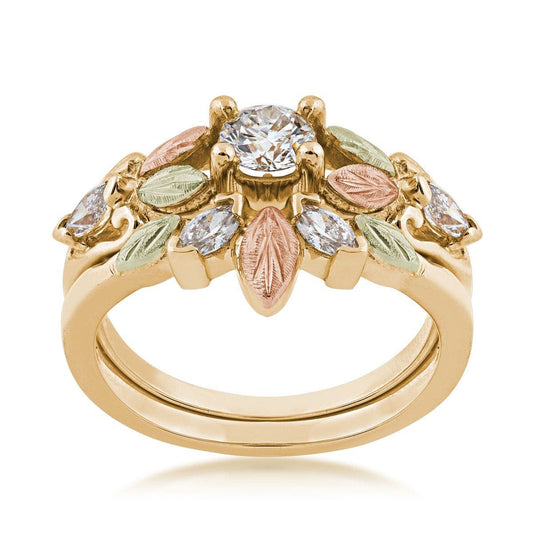 10K yellow gold 3/4 ct. tw. round and marquise diamond wedding set by Mt. Rushmore Black Hills Gold