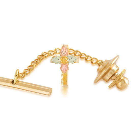 10K yellow gold men's cross tie tack featuring grape cluster center by Mt. Rushmore Black Hills Gold