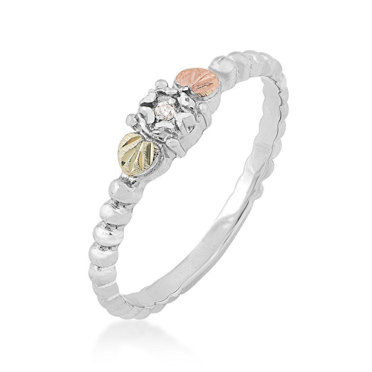 Sterling silver diamond accent bead promise ring by Mt. Rushmore Black Hills Gold