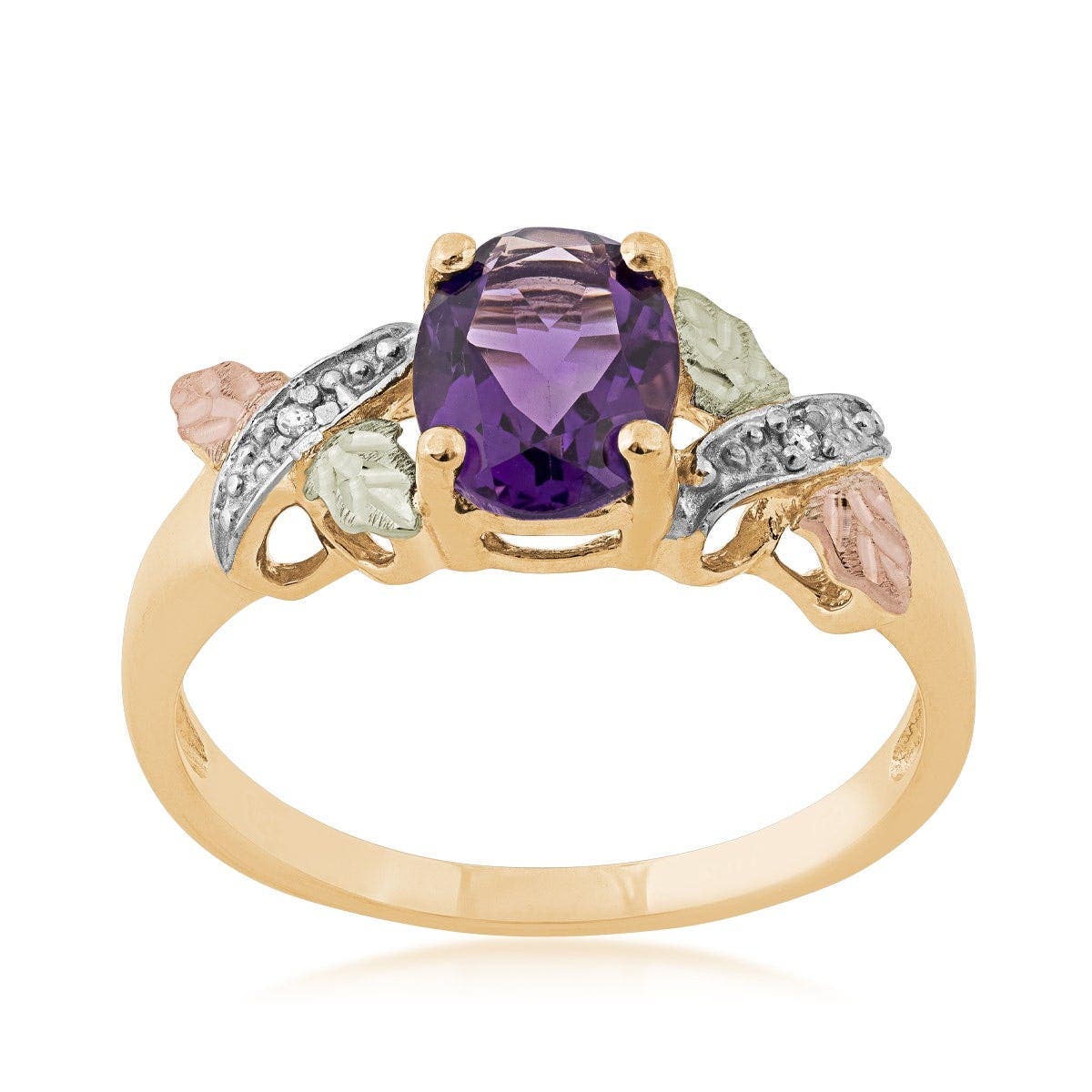 10K yellow gold oval amethyst and diamond accent ring by Mt. Rushmore Black Hills Gold