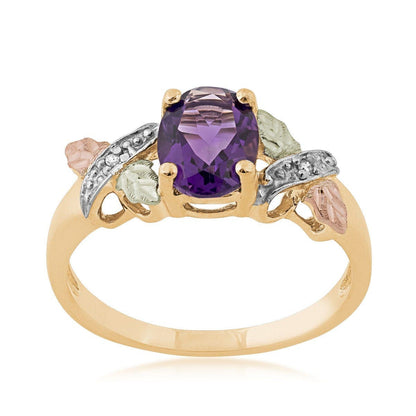 10K yellow gold oval amethyst and diamond accent ring by Mt. Rushmore Black Hills Gold